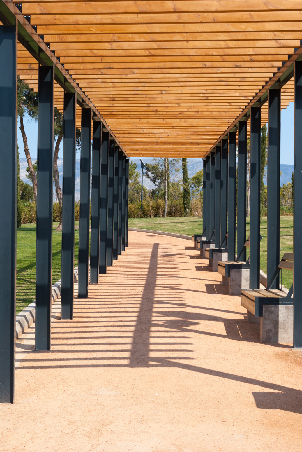 Walkway under pergola